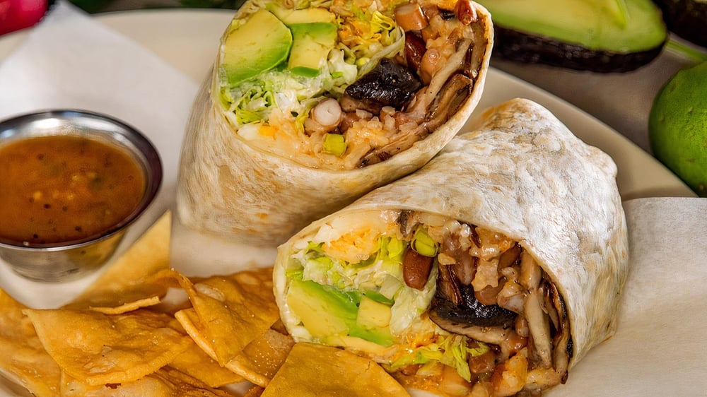 Mushrooms and Avocado Burrito