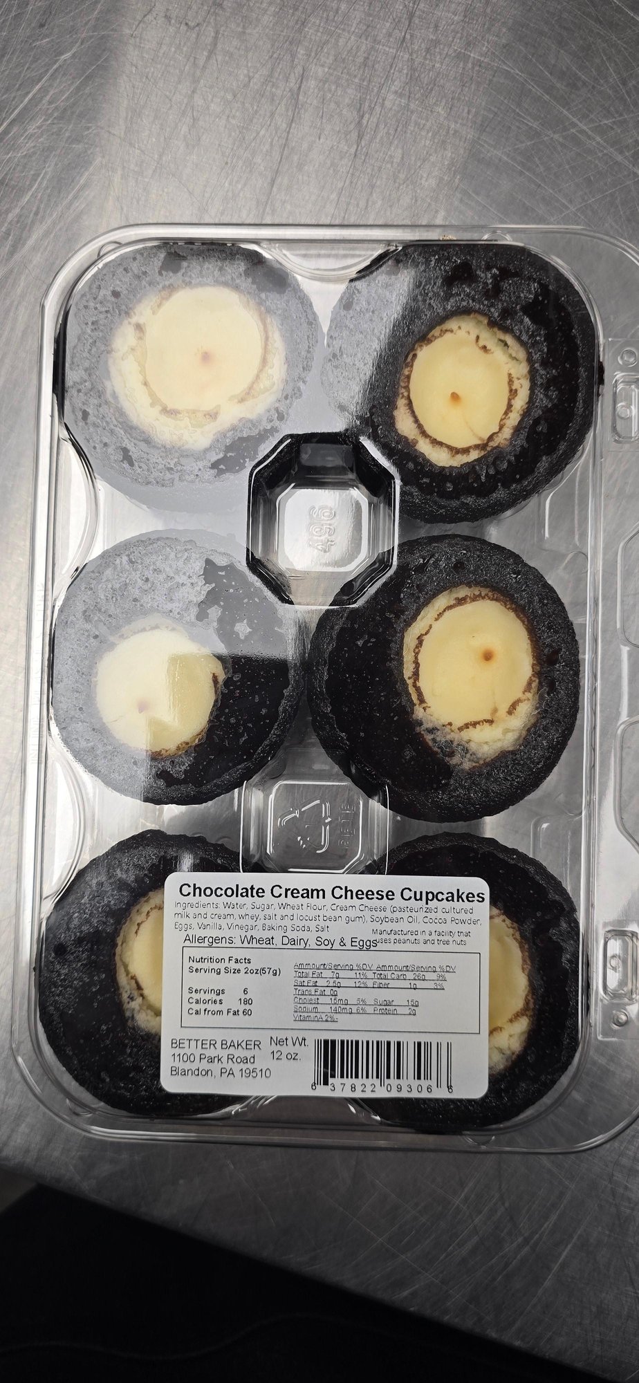 Chocolate Cream Cheese Cupcakes (6-pack)