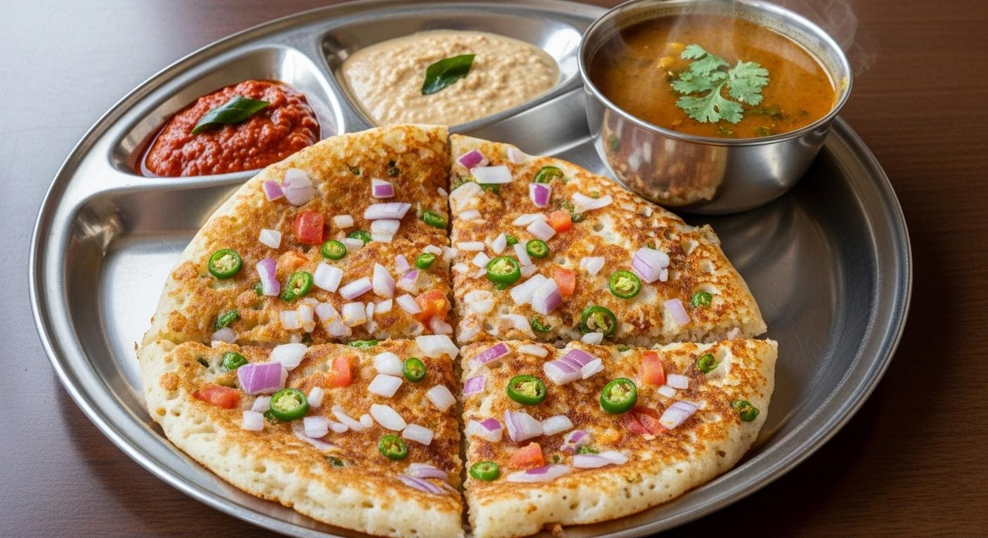 Onion Tomato Chili Utappam