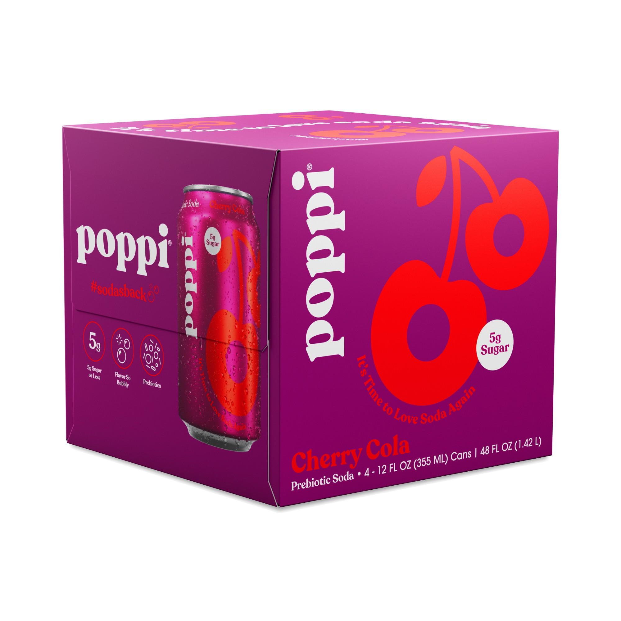 Poppi Cherry Cola 4pk cans