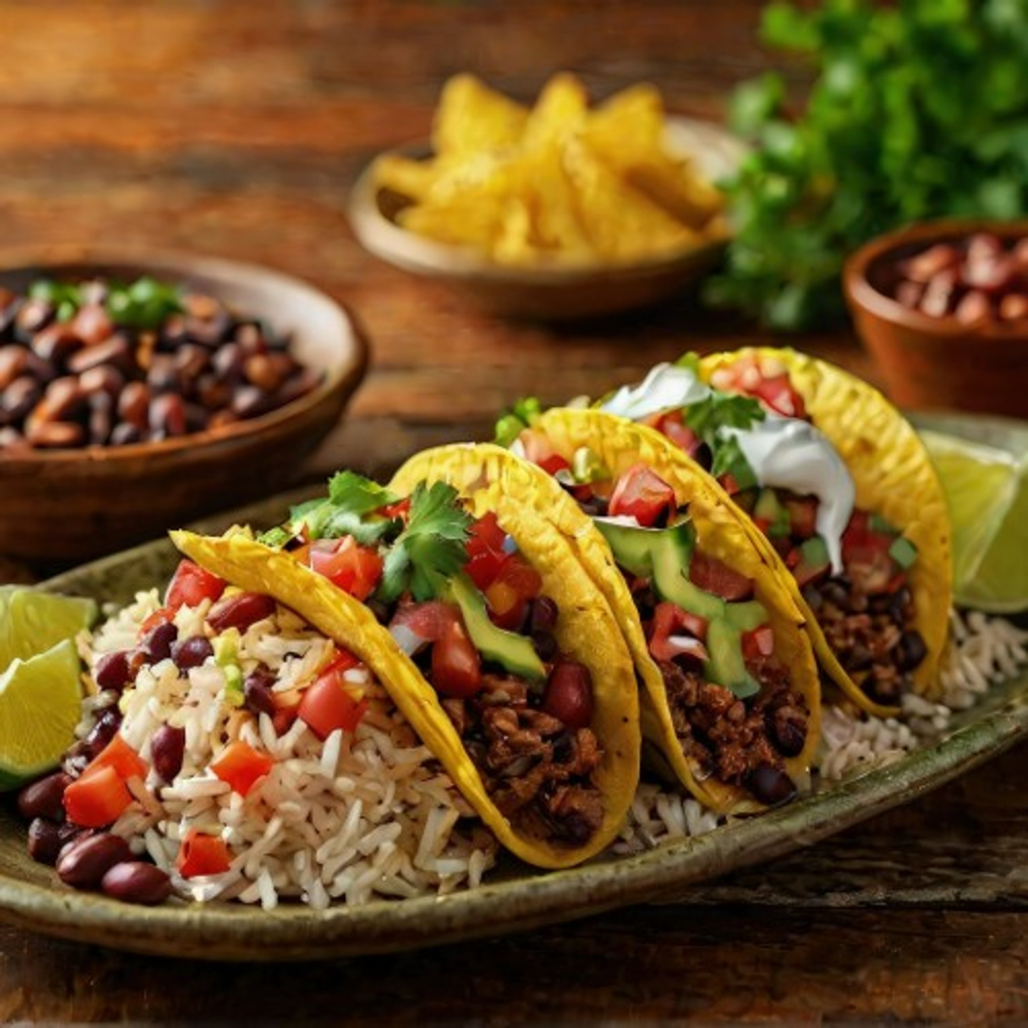 Hardshell Taco, Rice & Beans