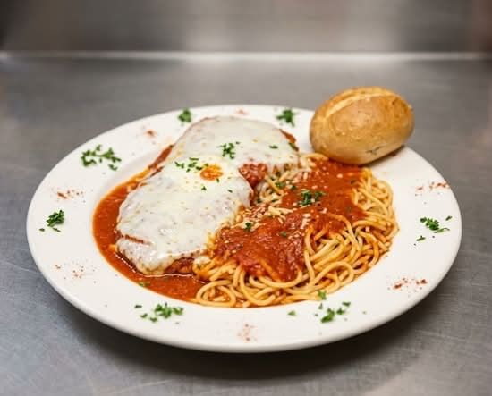 Chicken Parmigiana with Spaghetti Lunch