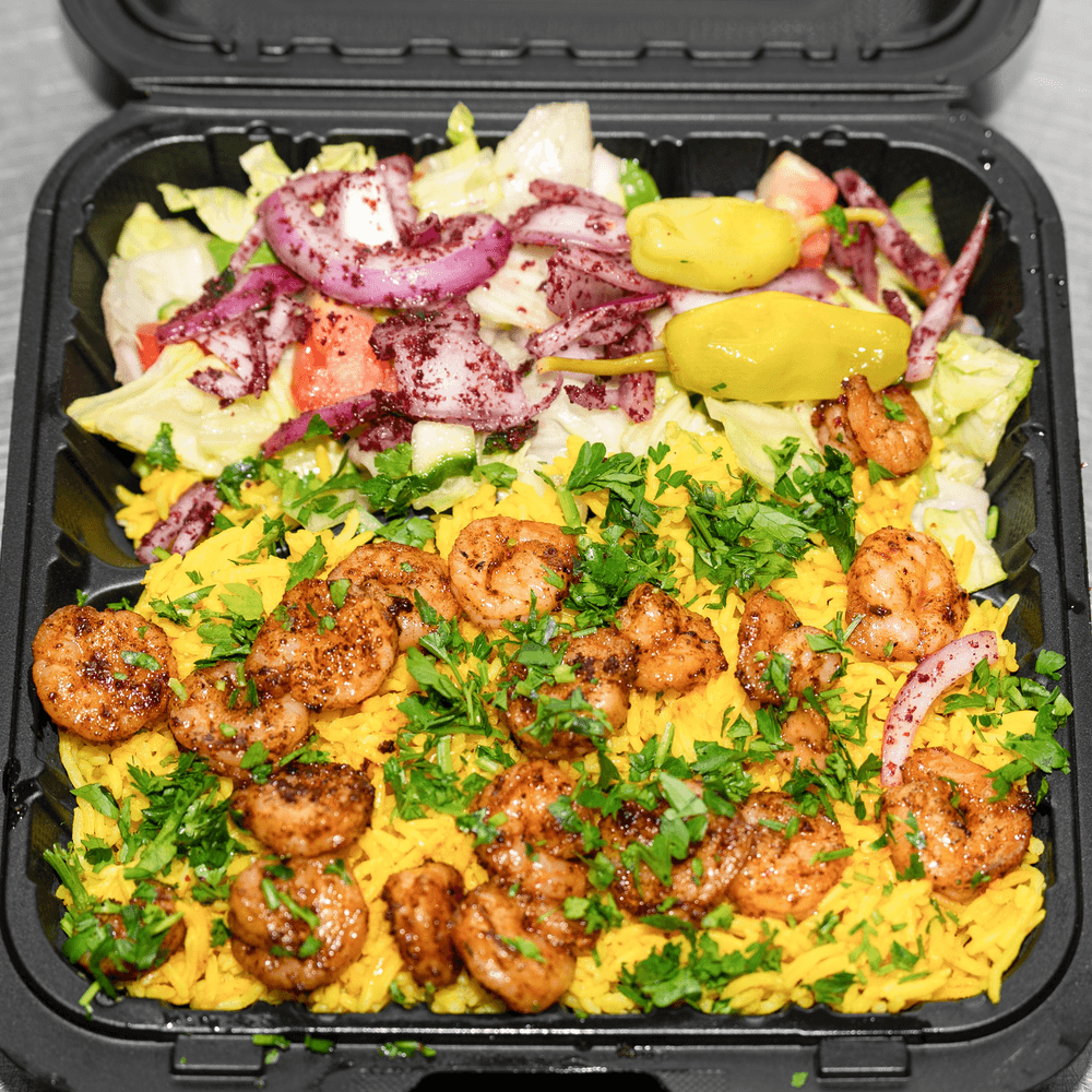 Grilled Shrimps on Rice & Salad+Soda