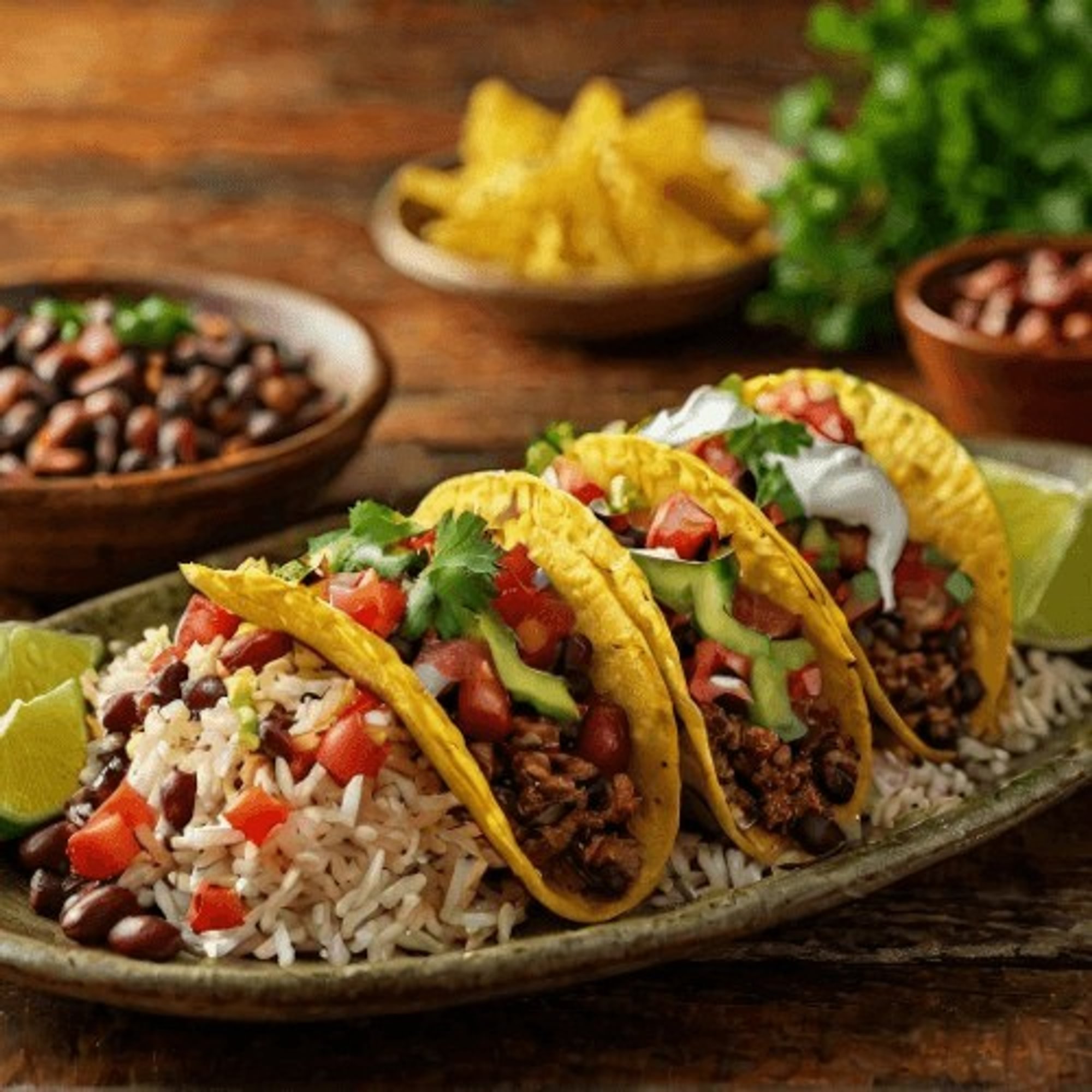 Hard Shell Taco, Rice & Beans