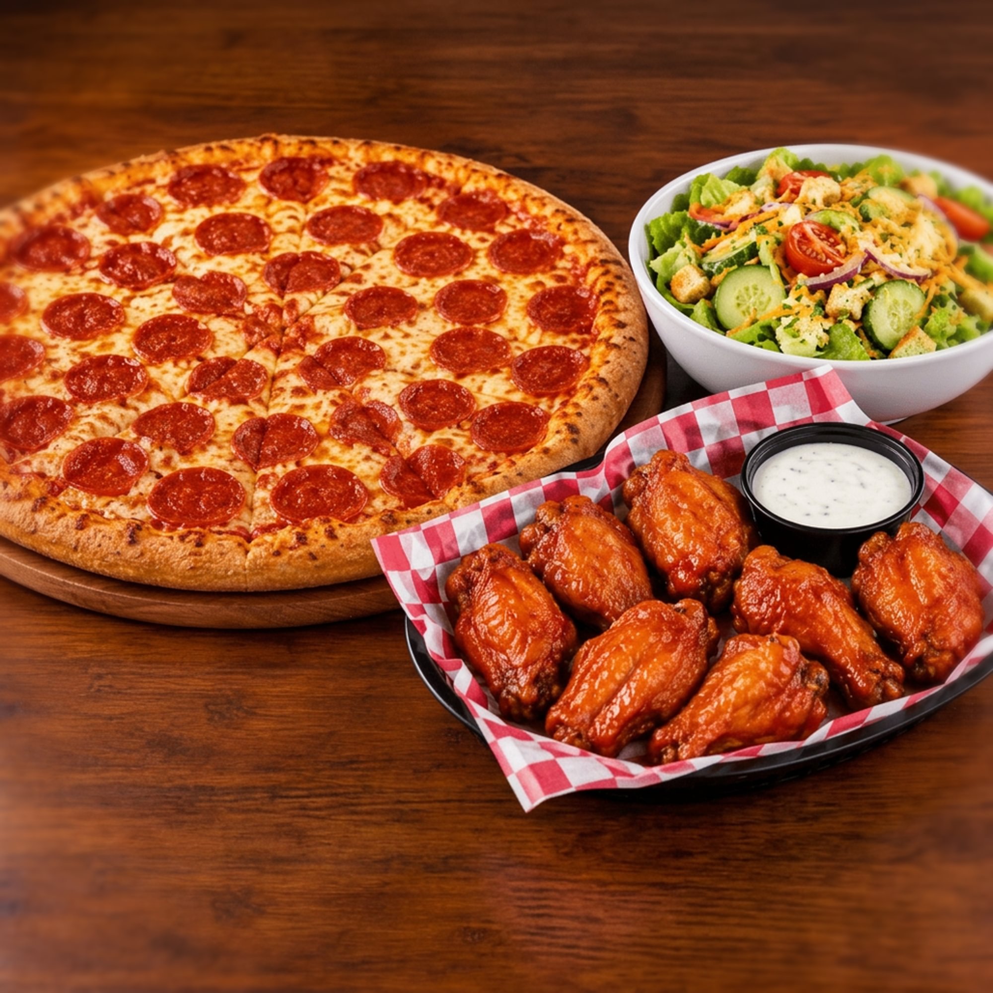 Pizza, Wings & Salad Combo