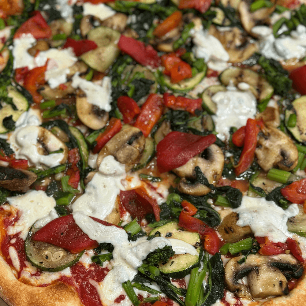 Grilled Vegetables & Broccoli Rabe Pizza