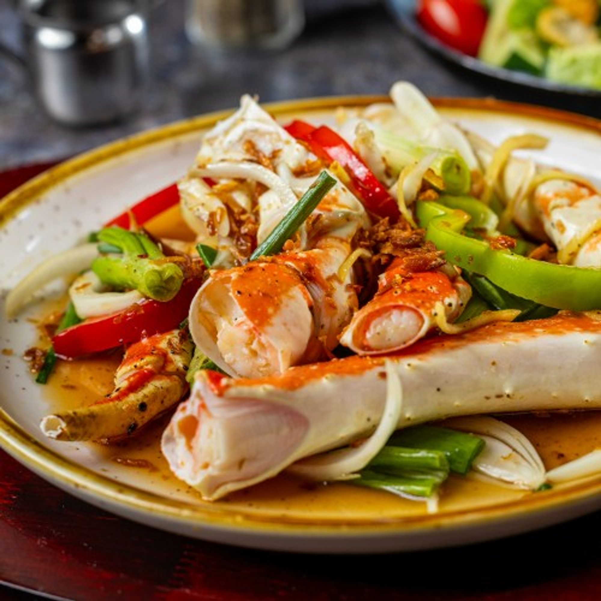 King Crab Legs with Scallion and Ginger