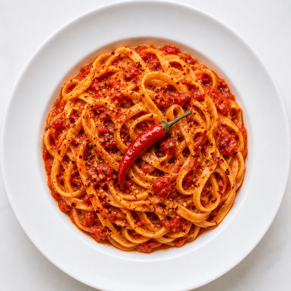 Tagliatelle Arrabbiata (spicy tomato sauce)