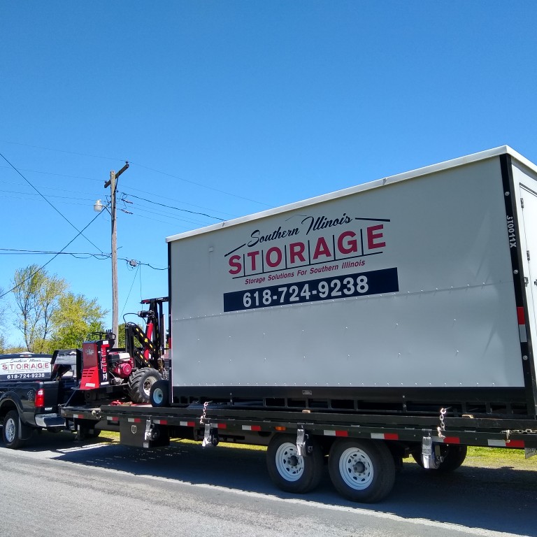 Our 16 foot portable storage container on the move today or a home remodeling project in Ziegler, Illinois.