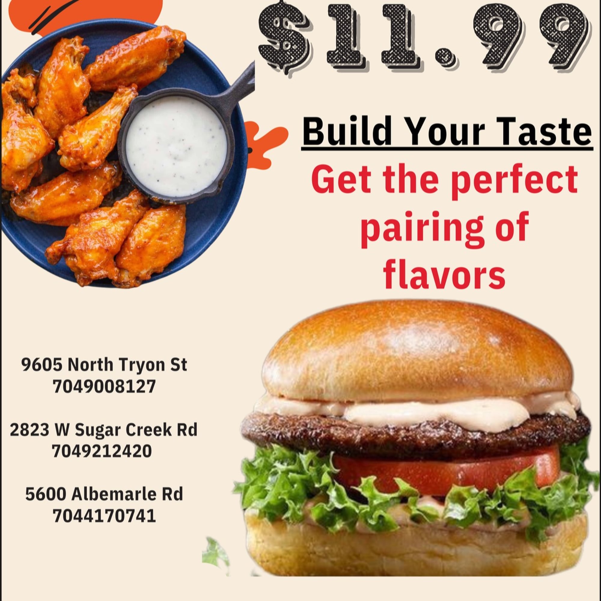 Cheese Burger & Wings (5) Combo Special