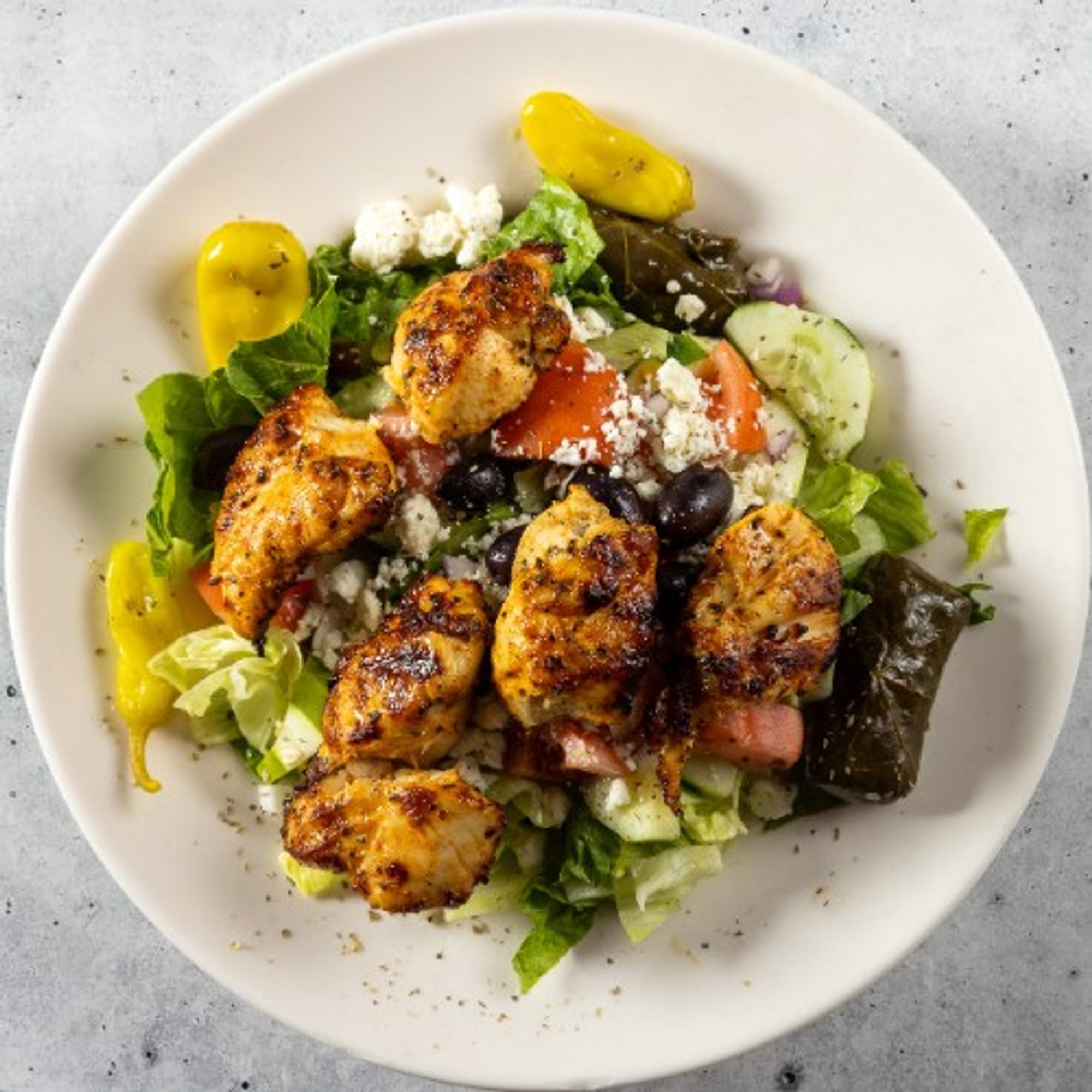 Chicken Souvlaki Over Greek