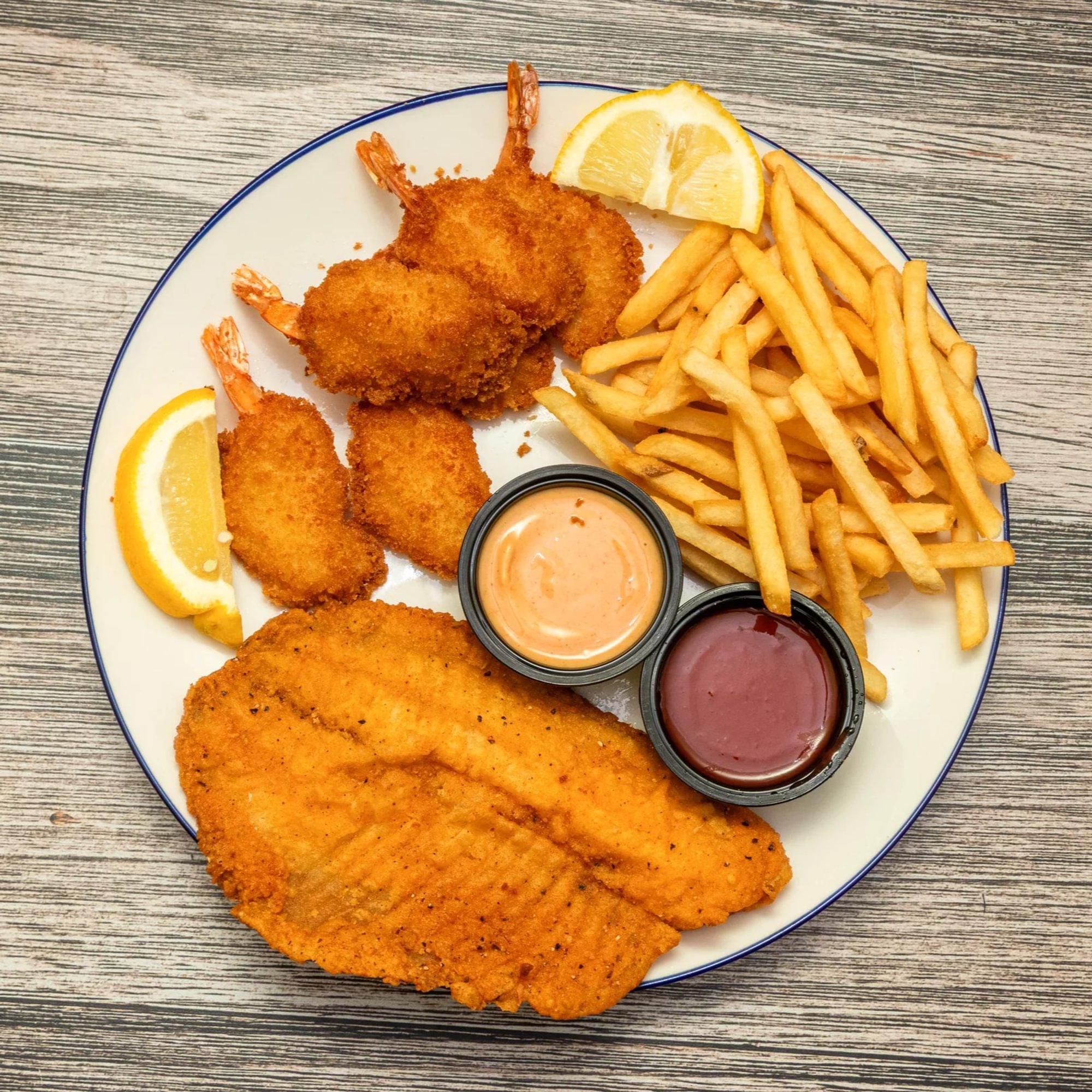 29. Combo Sea Food- 1 Pc Fish, 6 Pcs Jumbo Shrimp with Fries
