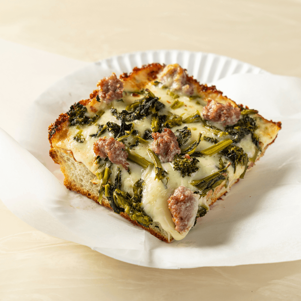 Detroit Sausage & Broccoli Rabe Slice