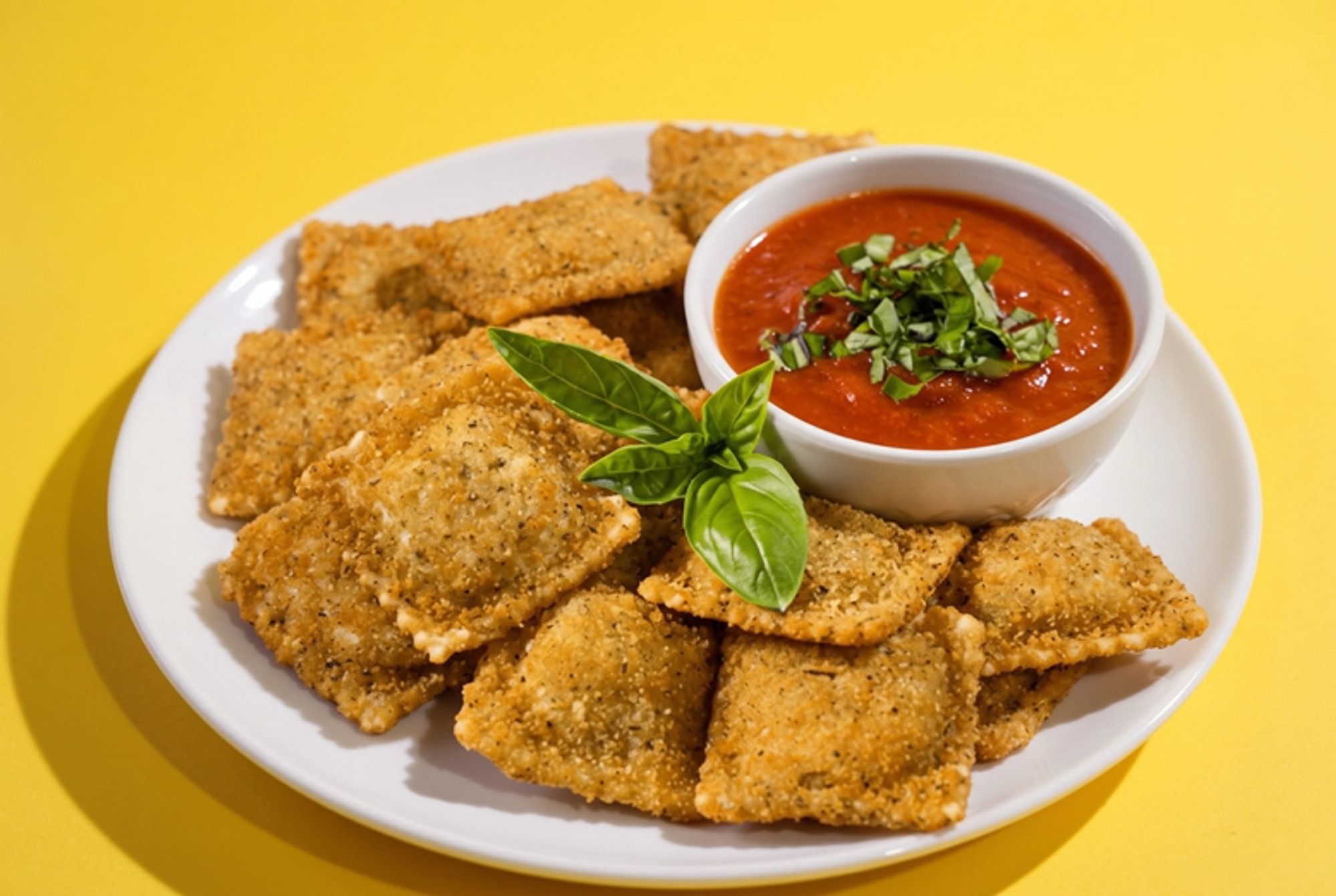 Fried Cheese Ravioli with Sauce