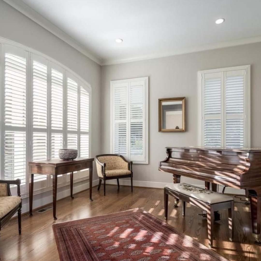 Unique shaped windows are no match for Budget Blinds. We can create custom shutters for just about any shaped window.