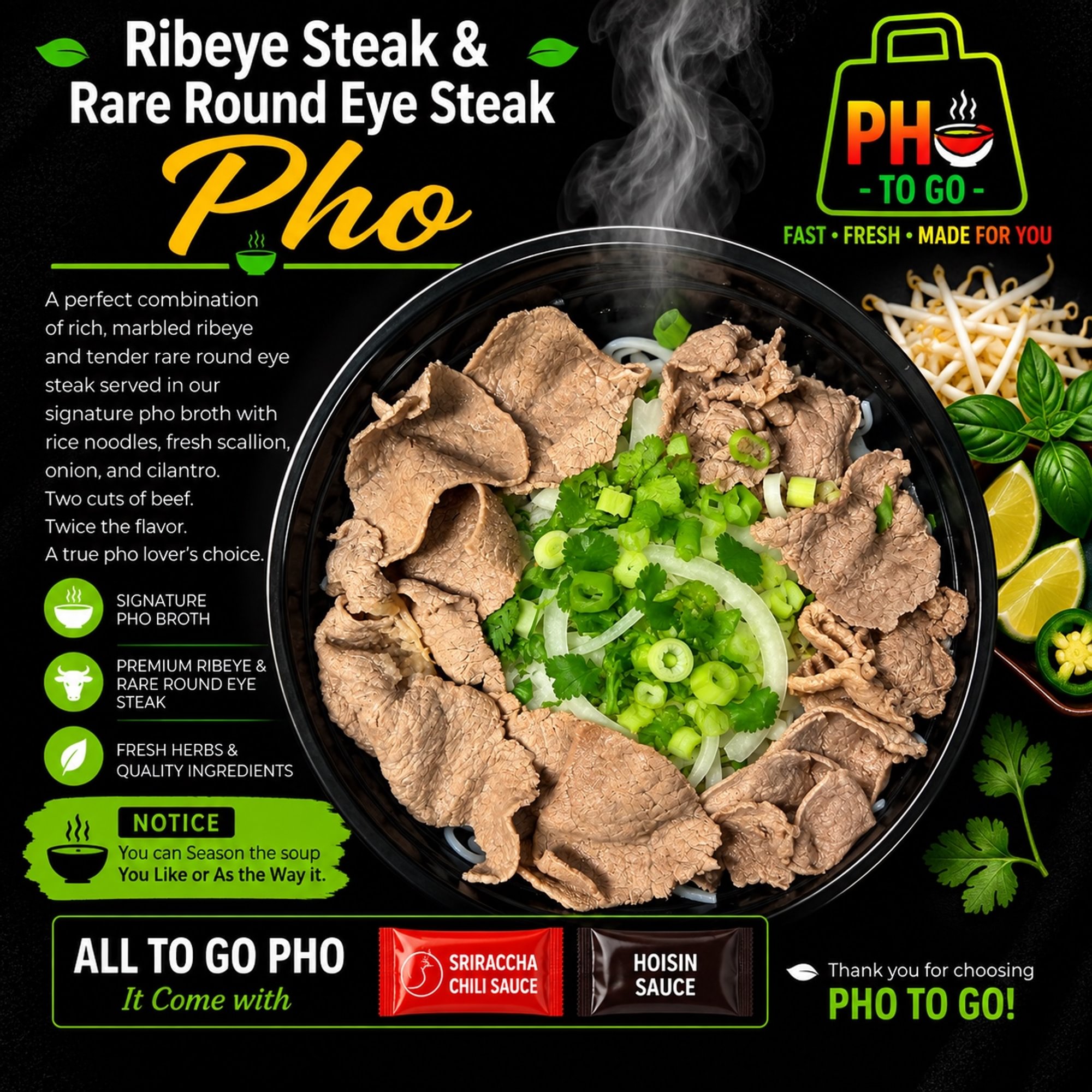 A27: Ribeye Steak & Rare Round Eye Steak Pho