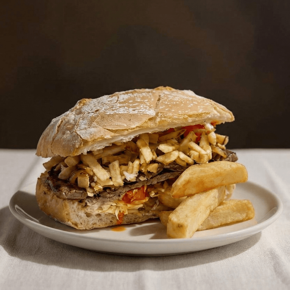 Pan con Bistec con Papas Fritas / Grilled Steak Sandwich with French Fries