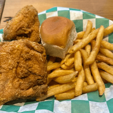 2pc White Snack - Breast & Wing, fries, and a roll