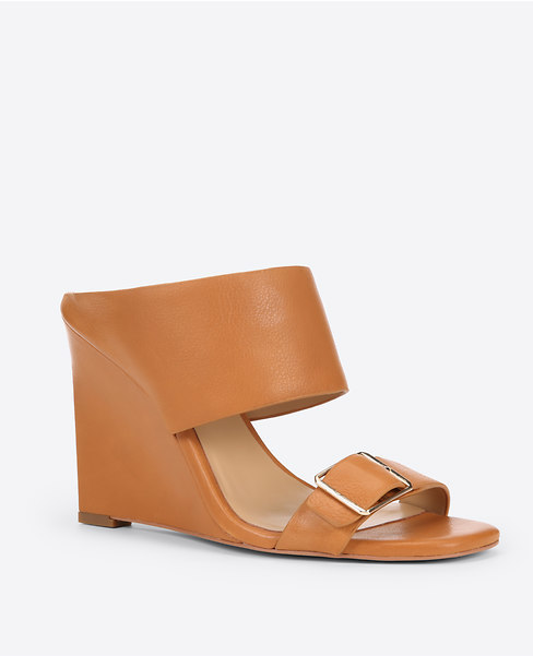 Helene Buckle Leather Wedges