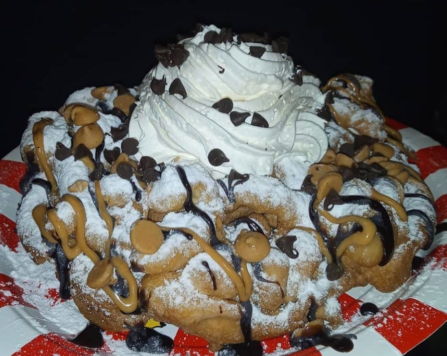 Choco-Peanut Funnel Cake