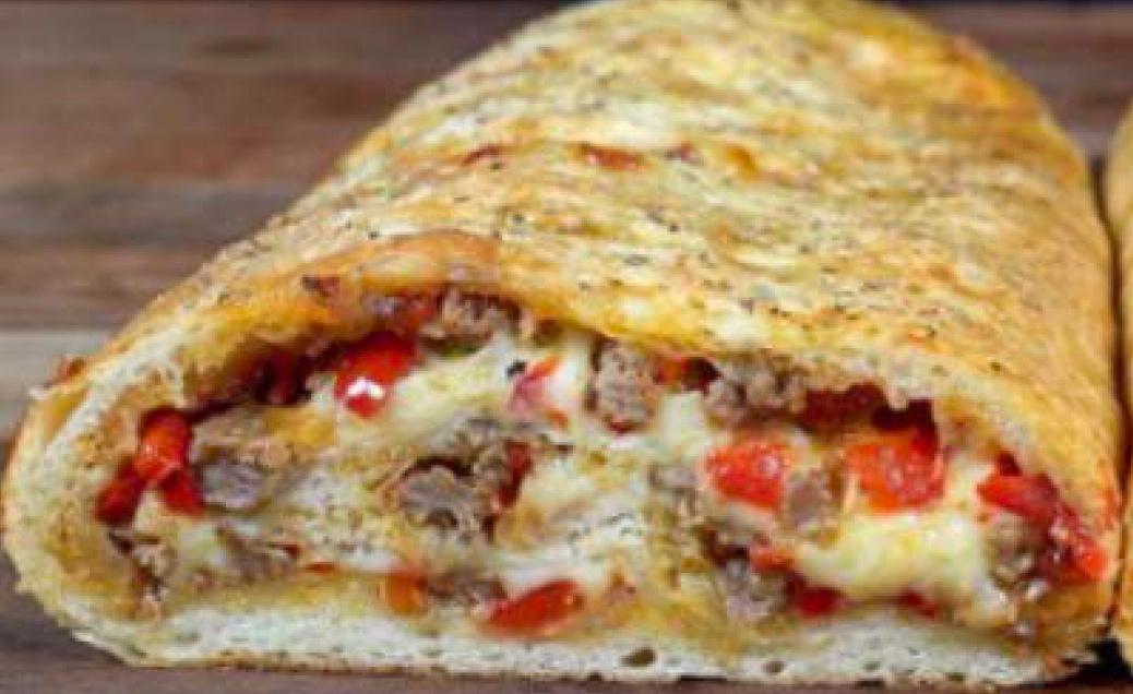 FAMILY STYLE SAUSAGE & PEPPER STROMBOLI