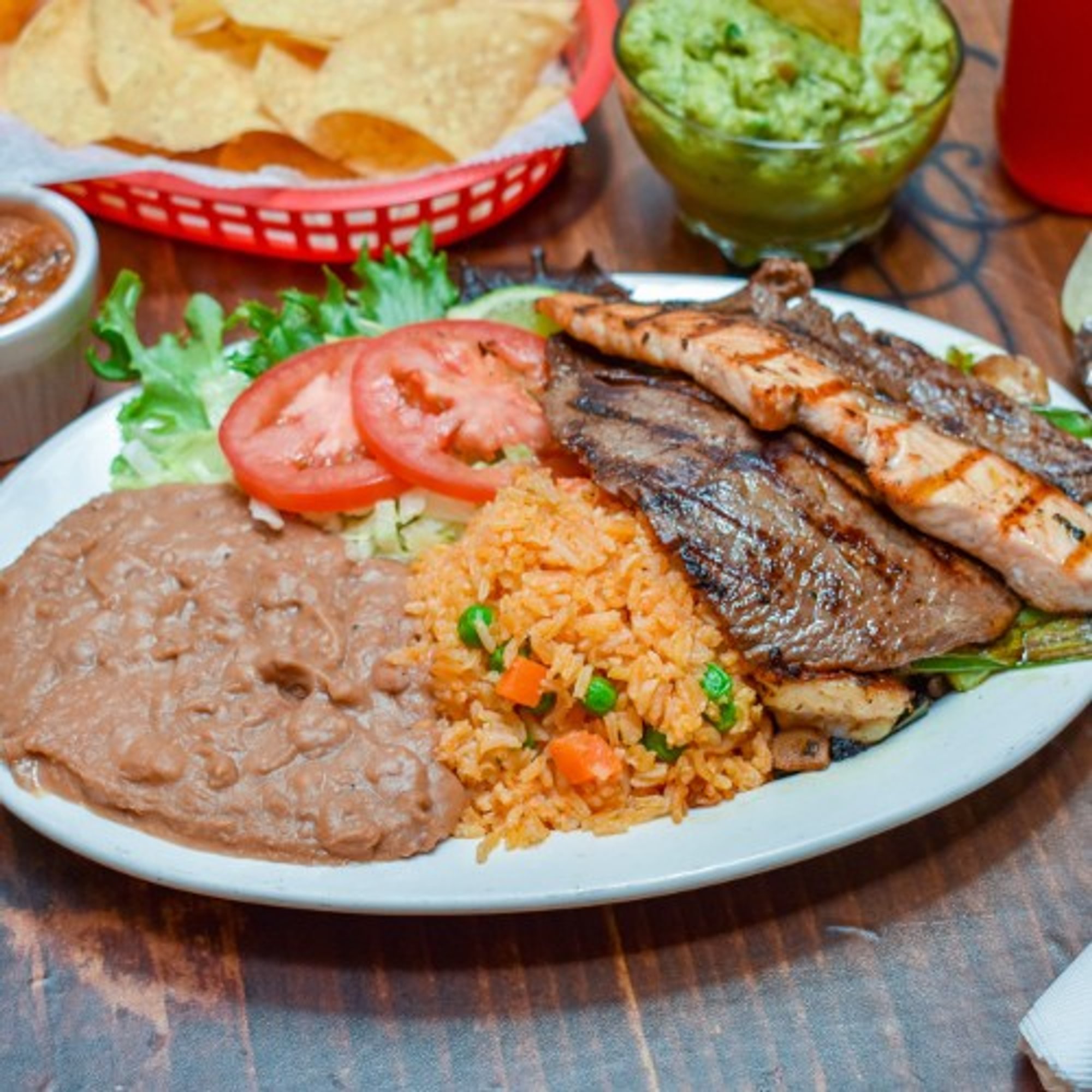 8. Grilled Salmon, Prawns and Steak Combo Platter