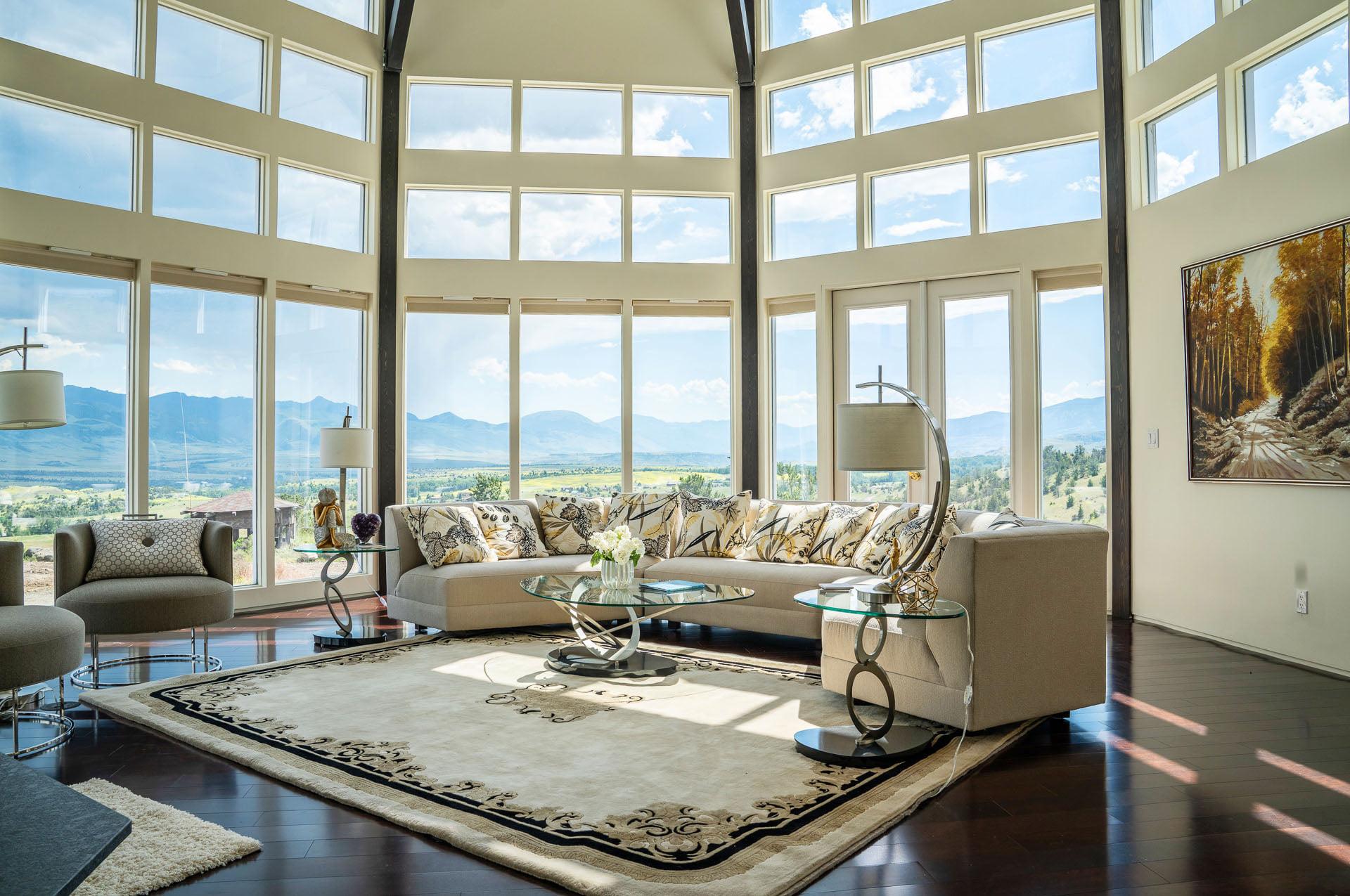 This may be the most amazing Topsider home we've ever designed - talk about a panoramic view. The rest of the house is equally as grand as this custom-designed great room.