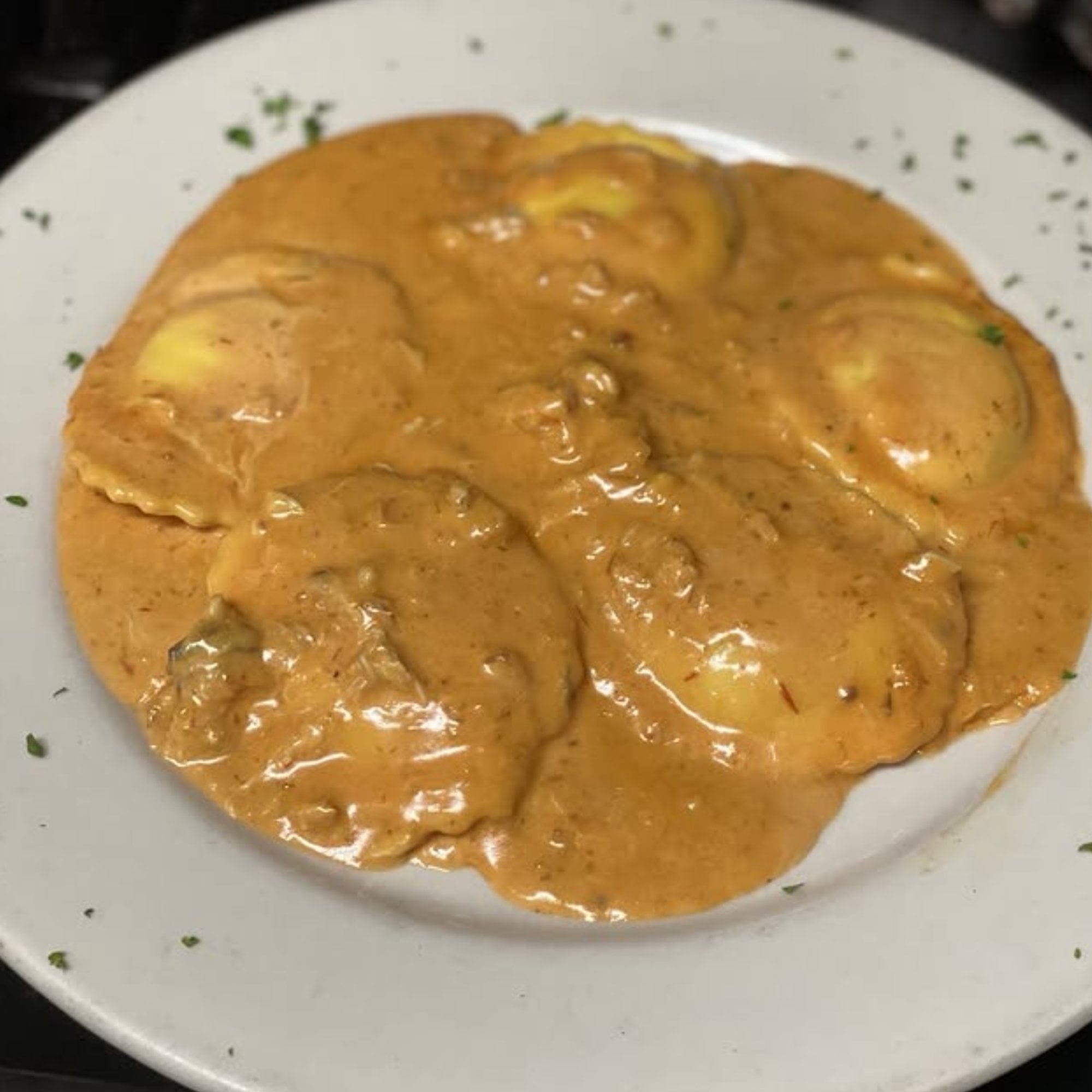 Lobster Ravioli in Vodka Sauce;