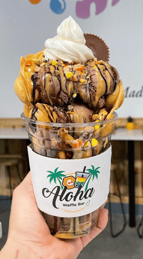 Peanut Butter Waffle Cup- Reese's Ice Cream Waffle Sundae