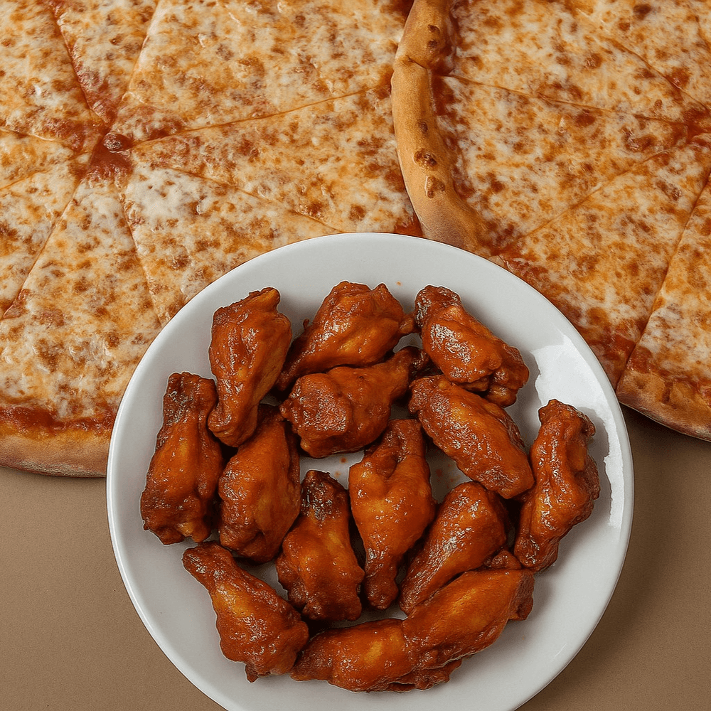 2 LG CHEESE PIZZAS & 20 WINGS