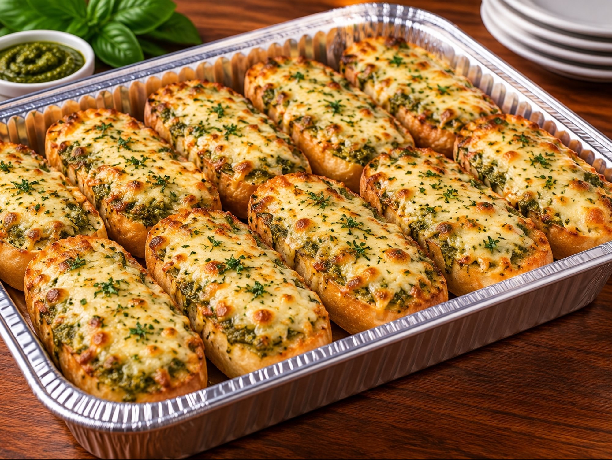 PESTO CHEESY BREAD – 1 DOZEN (SERVES 24)