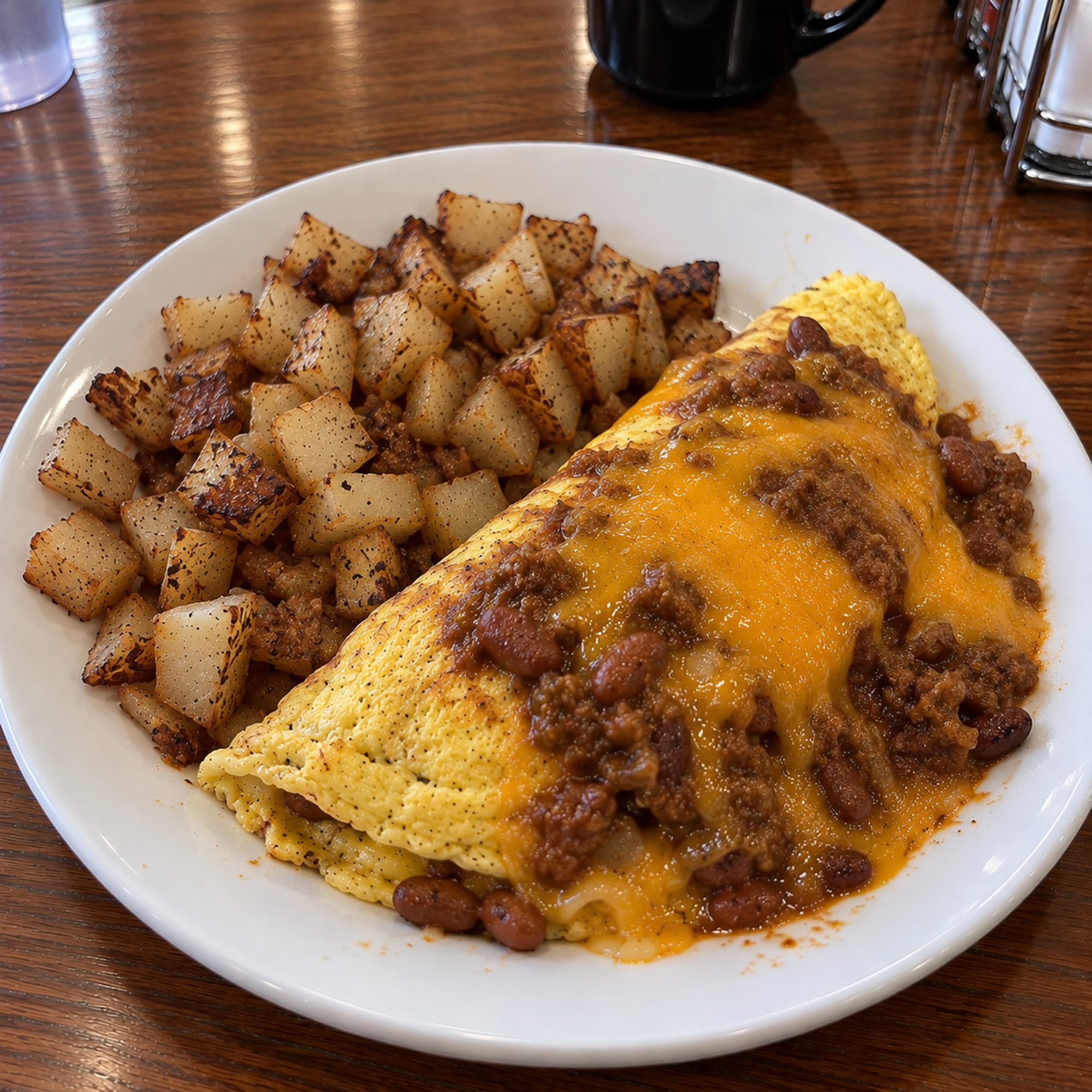 Chili Beans & Cheese Omelette
