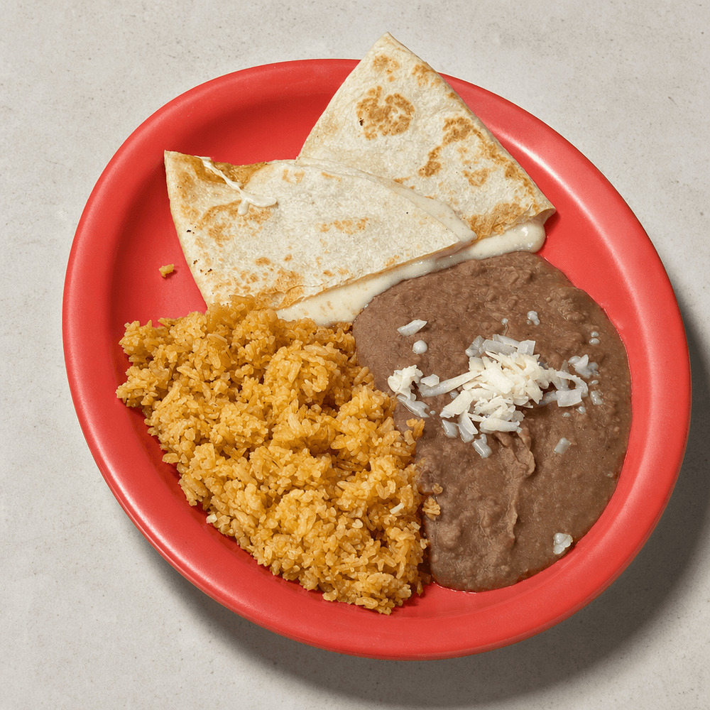 Kids Cheese Quesadilla with Rice & Beans Plate