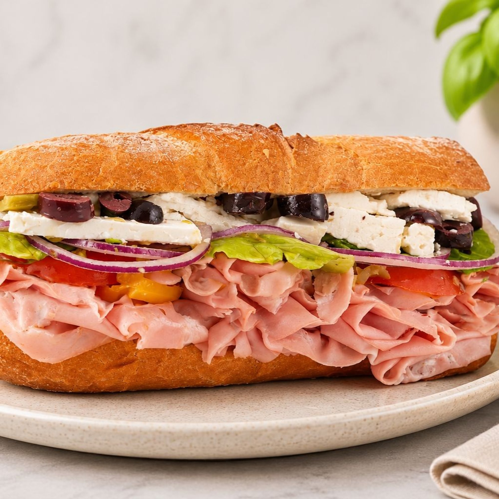 Mortadella Pistachio & Feta Sandwich