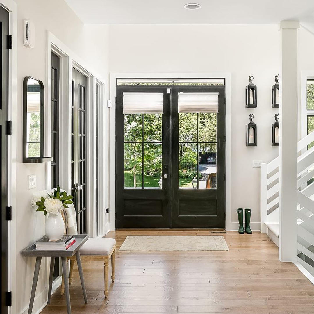 Cordless roman shades on french doors