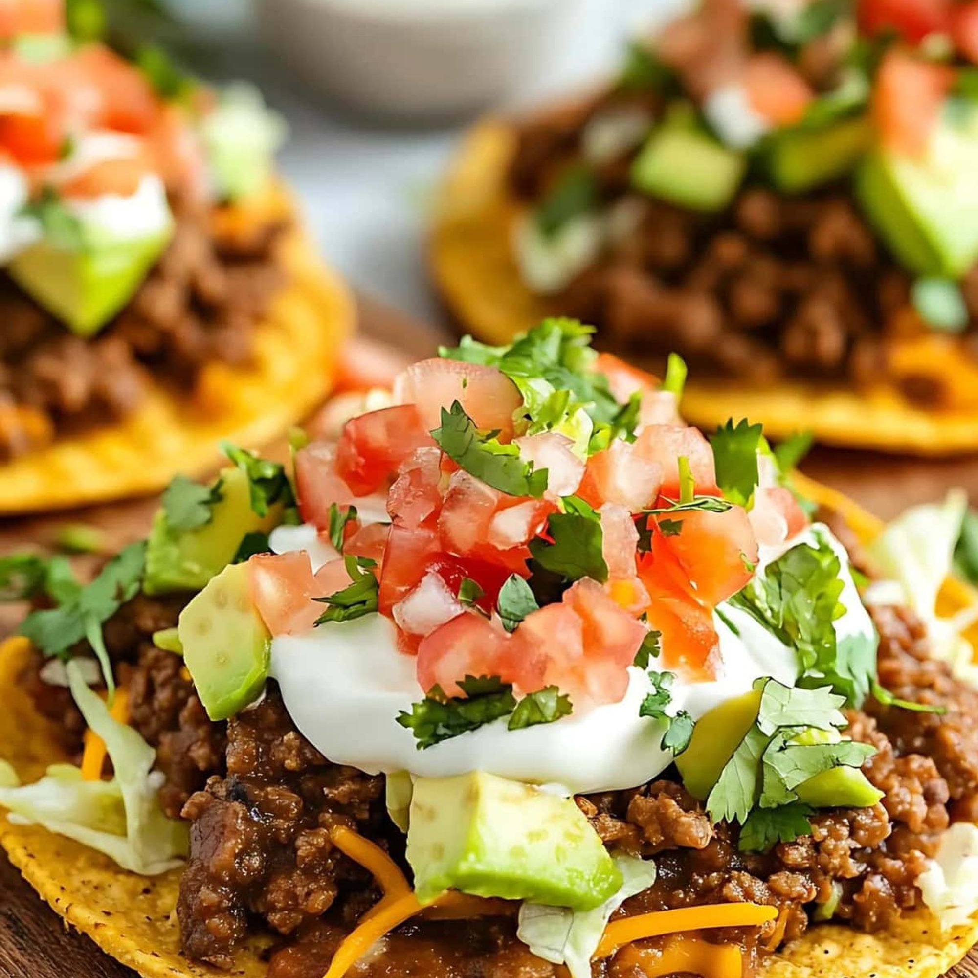 Tostada with Beef, Lettuce & Cheese