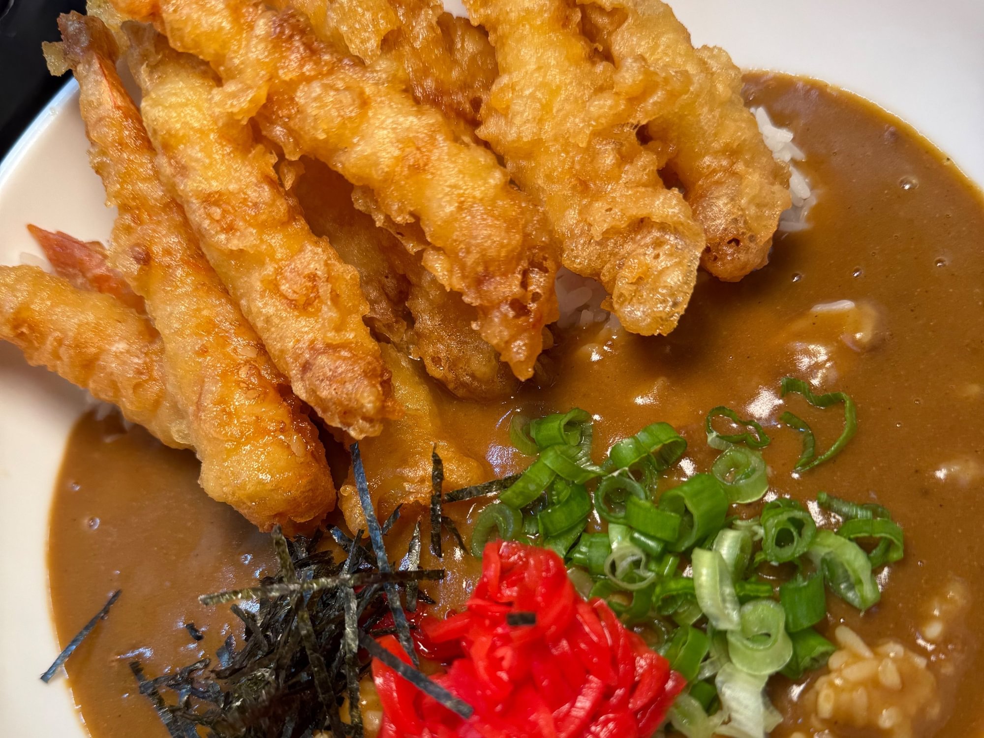 Shrimp tempura curry udon