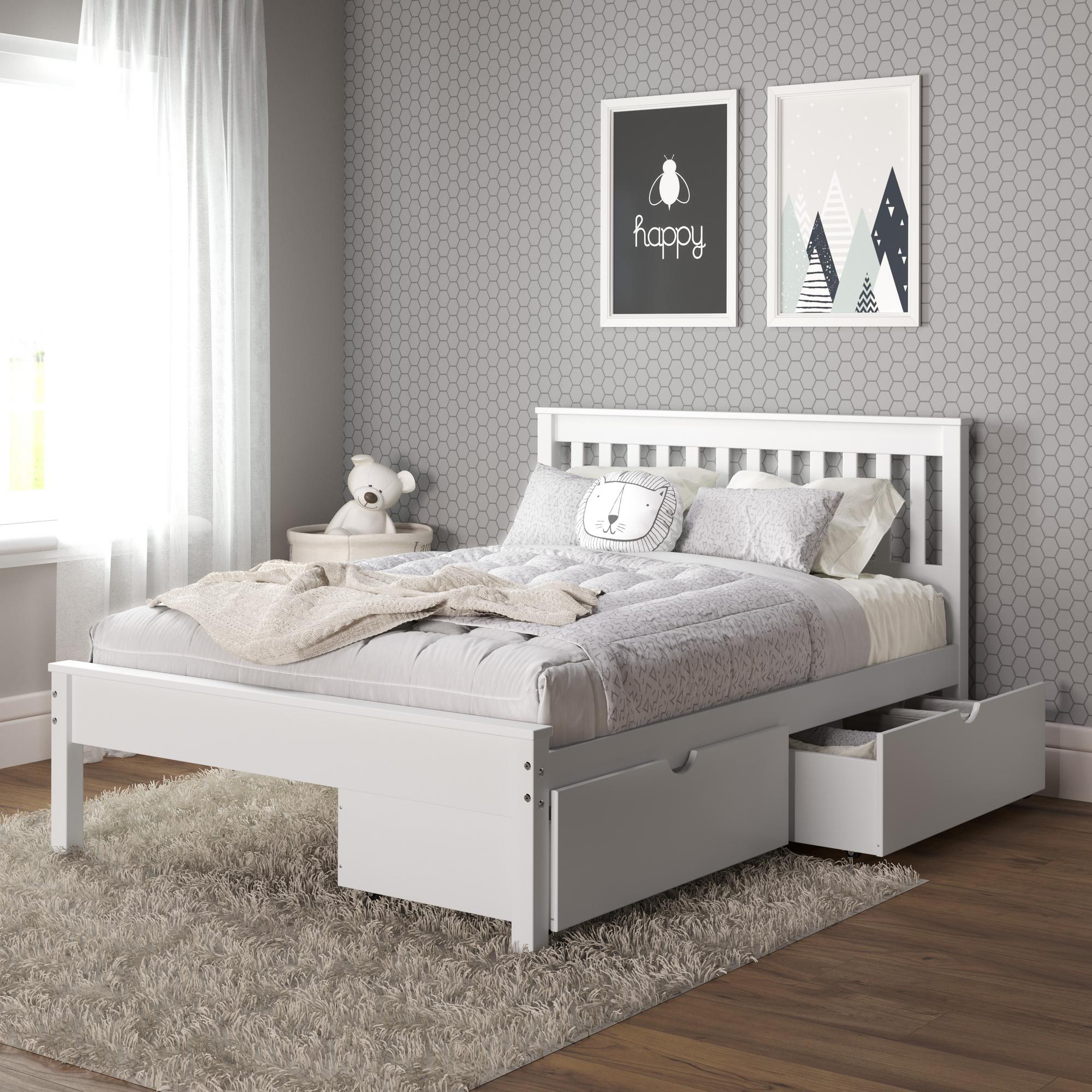 Full Bed - White w/Dual Drawers 