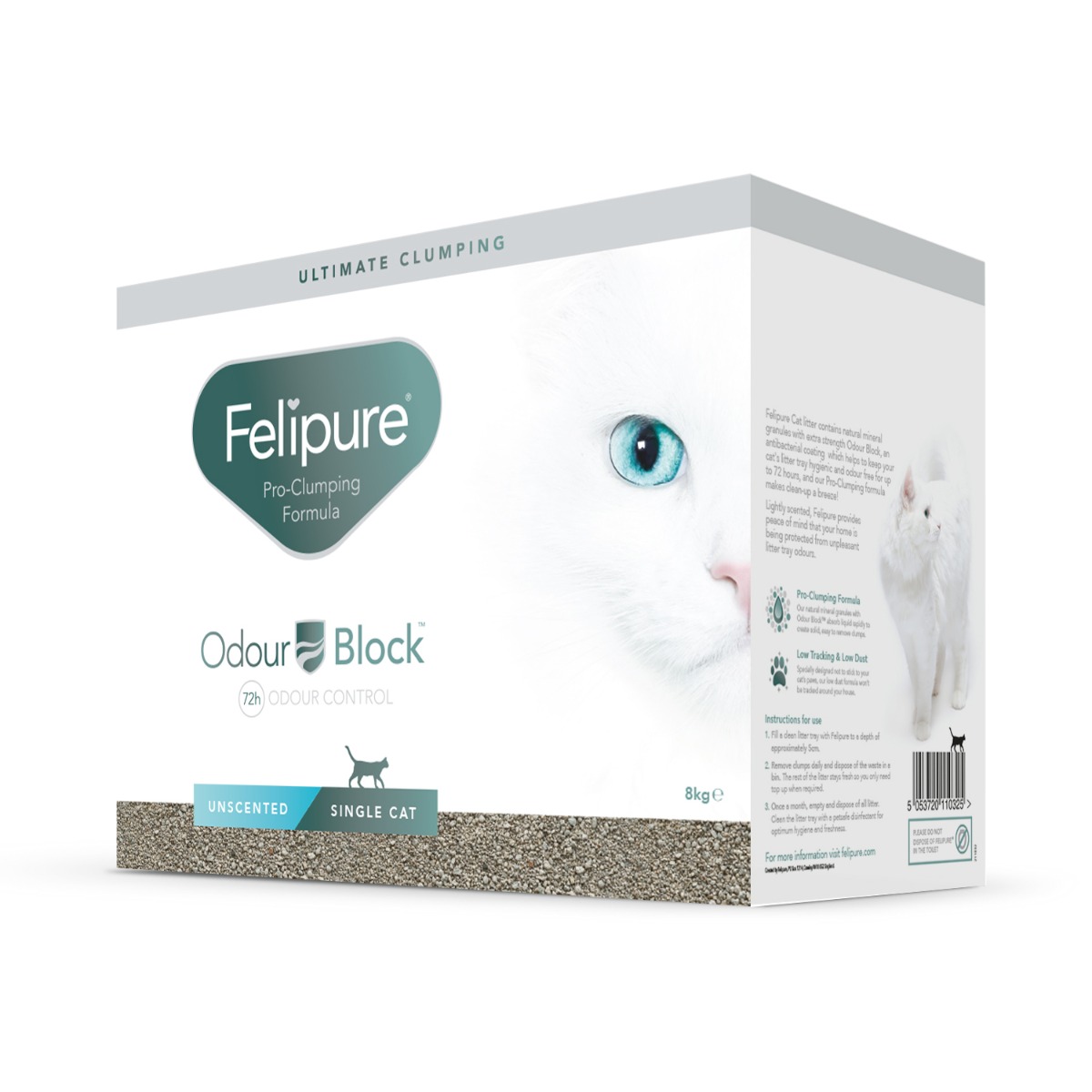 Felipure Single Cat Unscented Litter 8kg (Delivery Surcharges Apply)