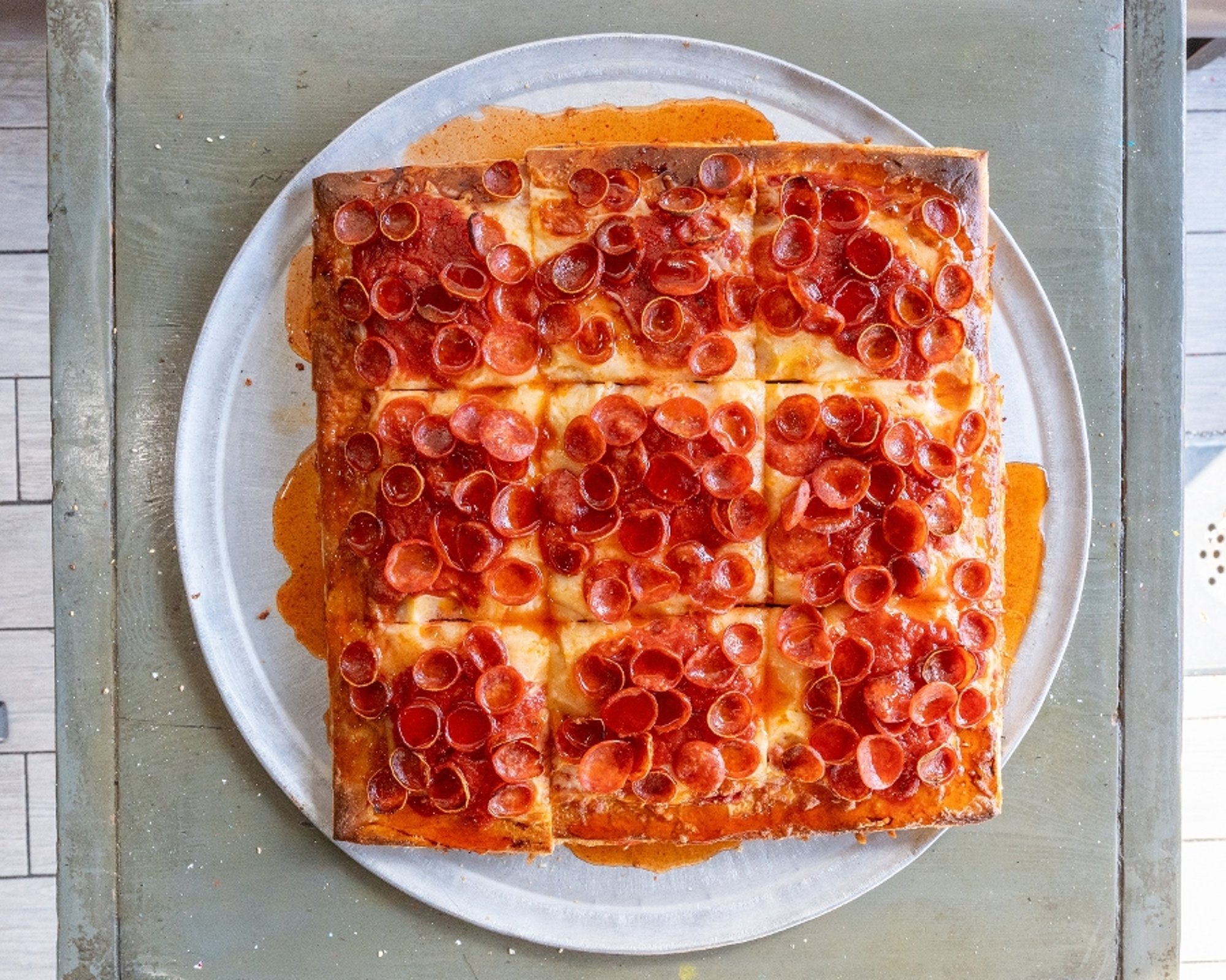 18" Large Super Sticky Honey Sriracha Roni Cup Square Pizza