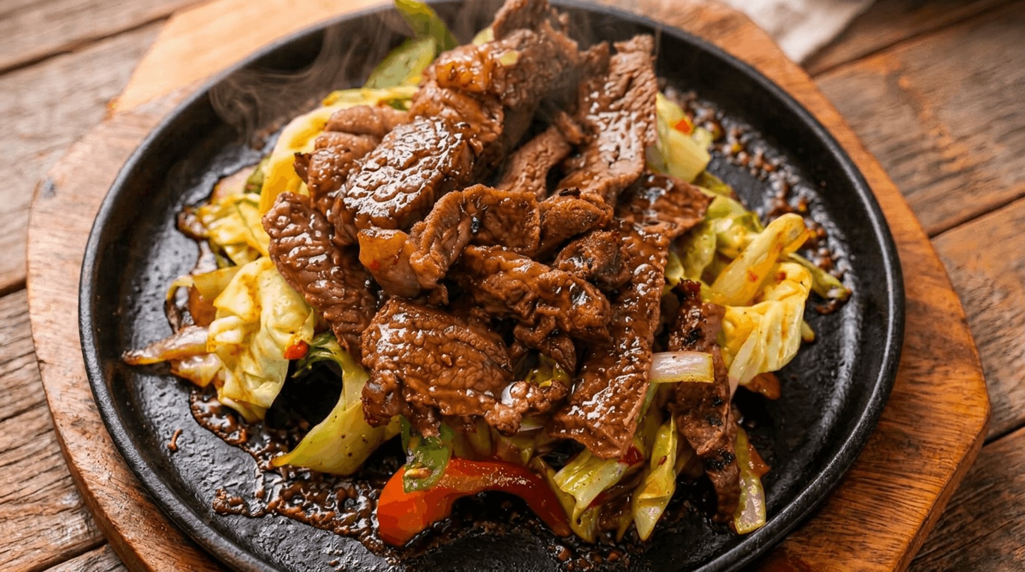 Sizzling BBQ Beef with Basil Sauce
