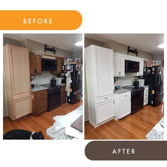 Another spectacular Kitchen makeover in Kansas City! Cabinet Redooring is a stunningly simple way to give your kitchen a new look without tearing the whole room apart. See the difference for yourself in the before and after pictures.  KitchenTuneUpKansasCityLeawood  KansasCityMO  CabinetRedooring  F