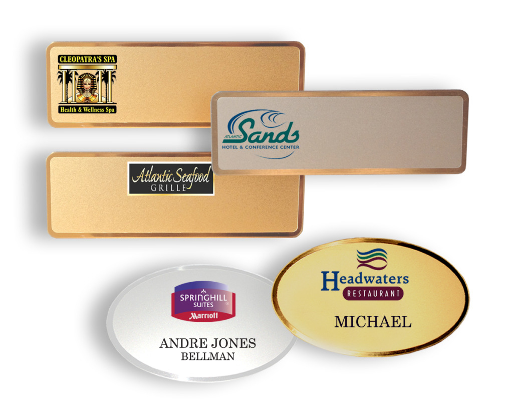 Solid Brass and Nickle name badges