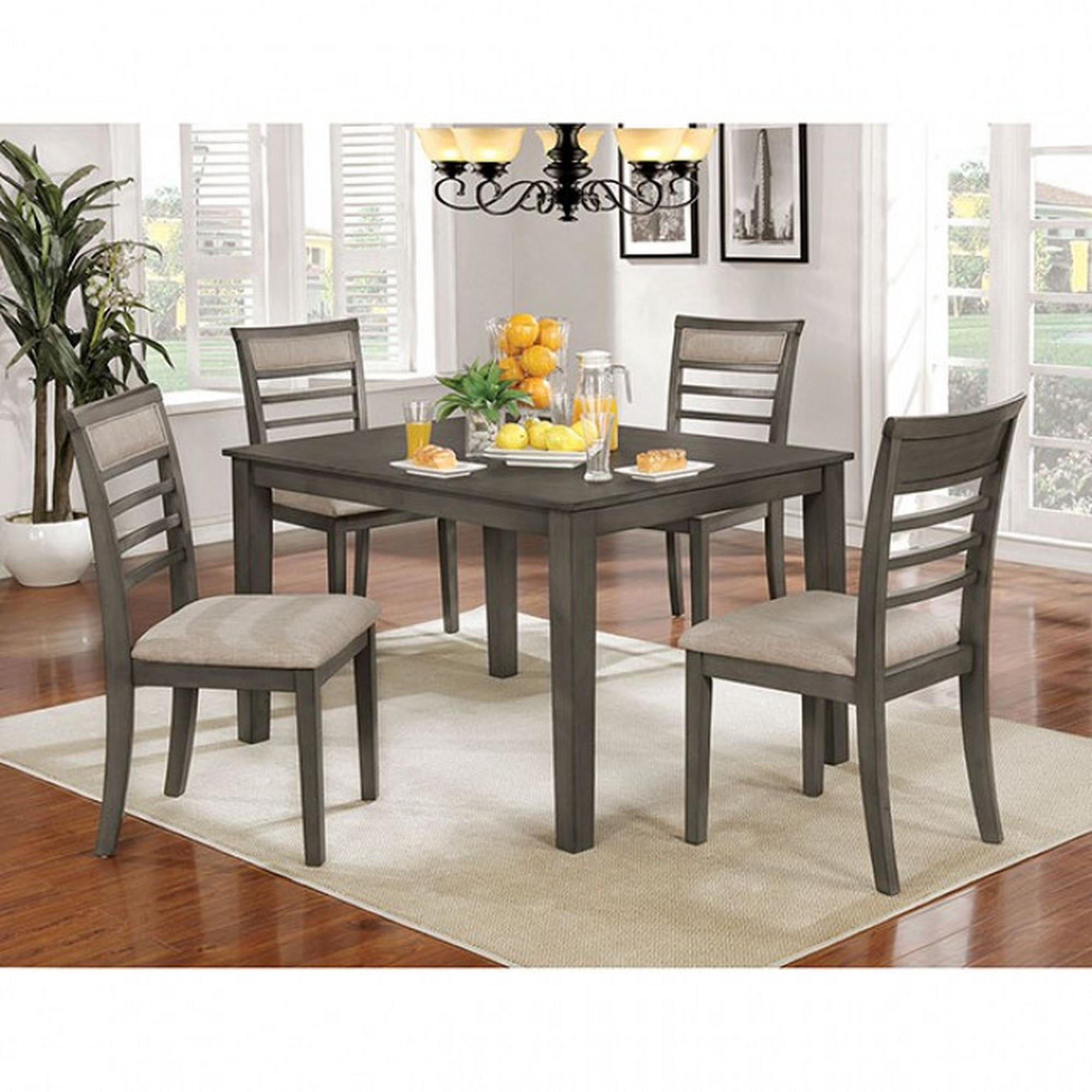 Taylah Dining Set w/ Table & 4 Chairs - Gray