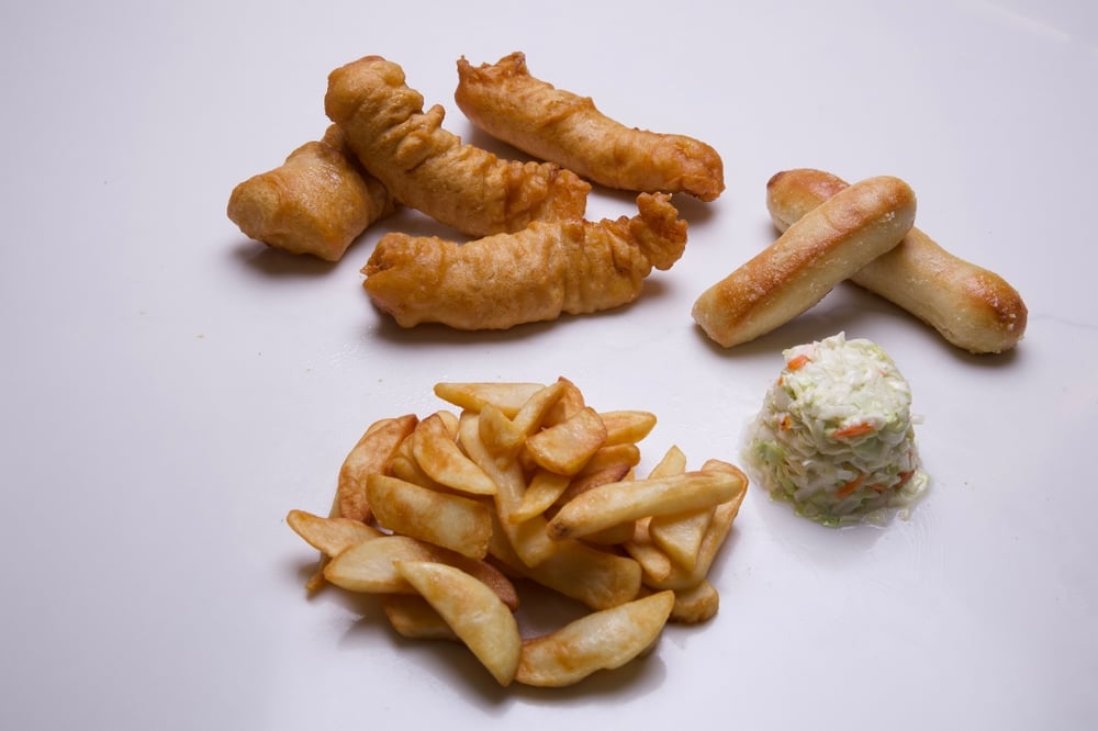 Fish & Chips with Garlic Breadsticks