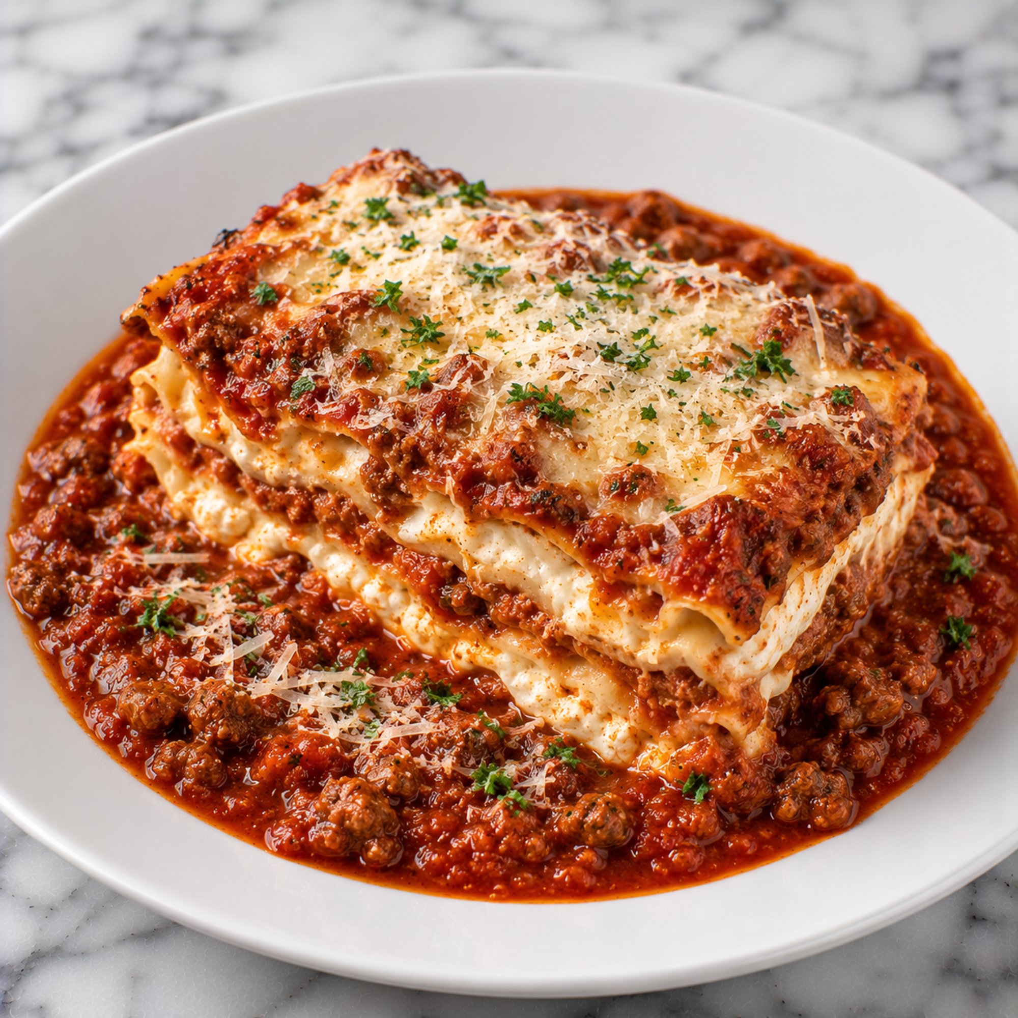 Cheese Lasagna with Meat Sauce Entree