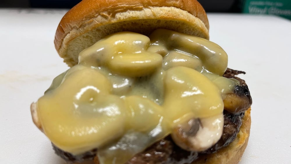 White Cheese & Mushrooms Burger
