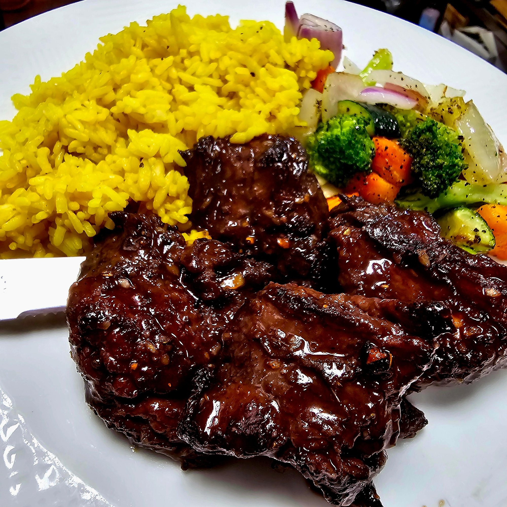 Tamarind Steak Tip, Veg & Rice