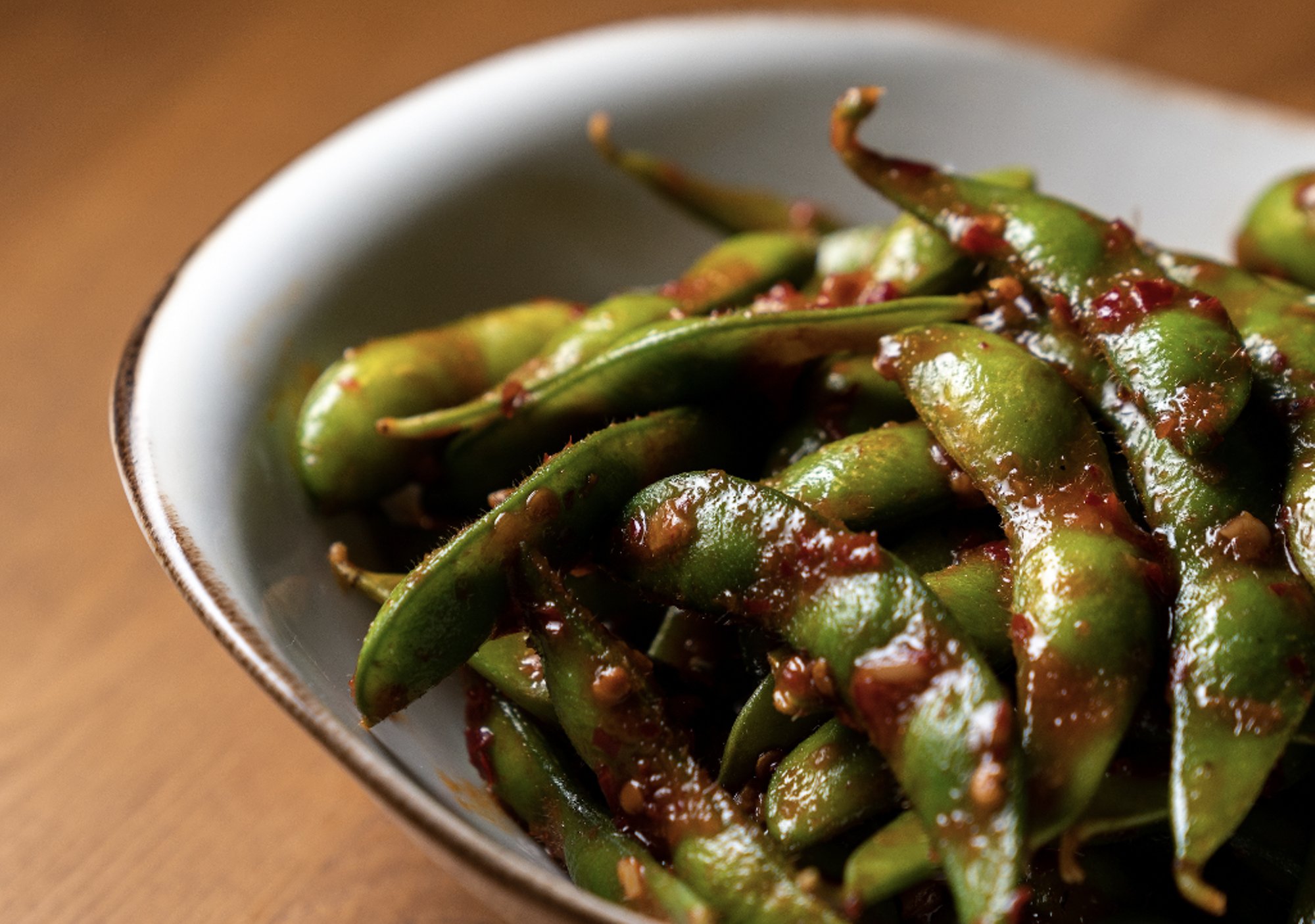 Spicy Garlic Edamame