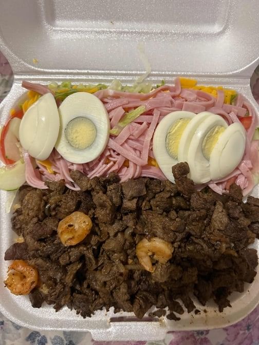 Shrimp Fried Rice & Grilled Steak with the Chef Salad